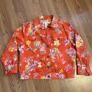 Jones New York Sport Floral Red Blazer Jacket Easter Spring Size L